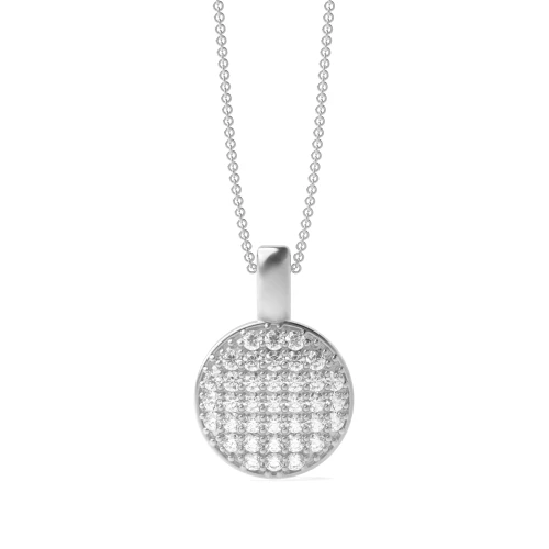 Pave Setting Dangling Disc Diamond Circle Pendant Necklace (16.00mm X 11.00mm)