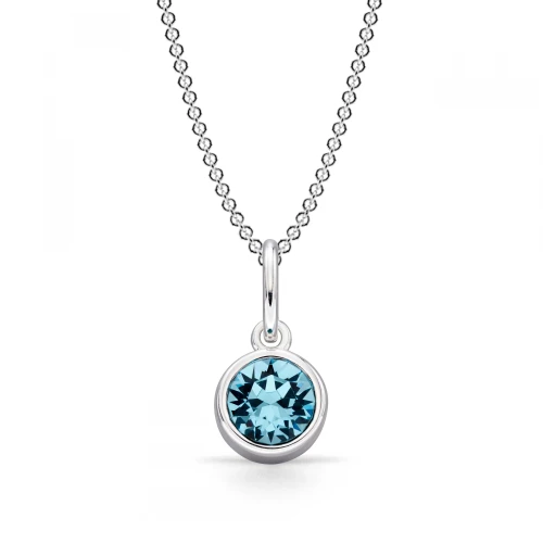 bezel setting round shape aquamarine birthstone pendant