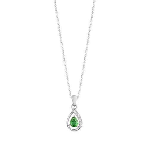 3 prong setting pear shape emerald gemstone and side stone pendant(6.5 MM X 16 MM)