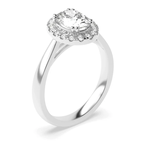 Prong Setting Oval Shape  Halo Diamond Engagement Rings Available in Gold & Platinum