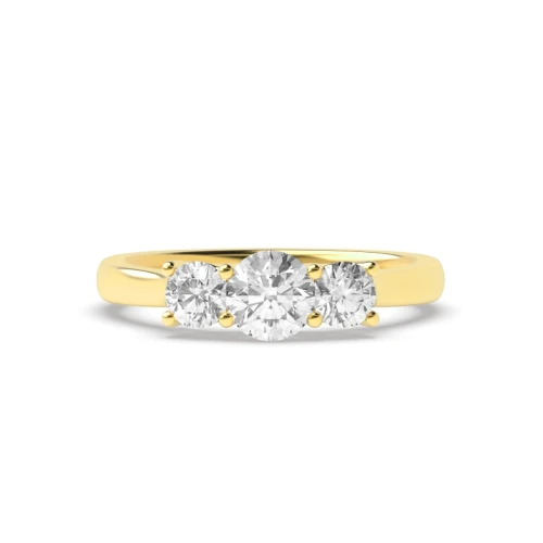 Cross Over Setting Round Trilogy Diamond Ring in gold / Platinum