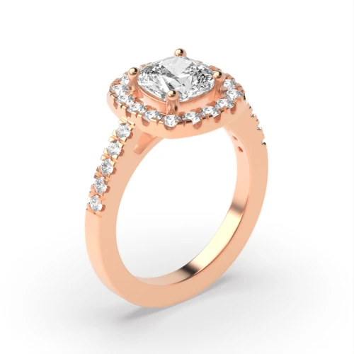 4 Prong Setting Cushion Shape Delicate Seller Halo Diamond Engagement Rings