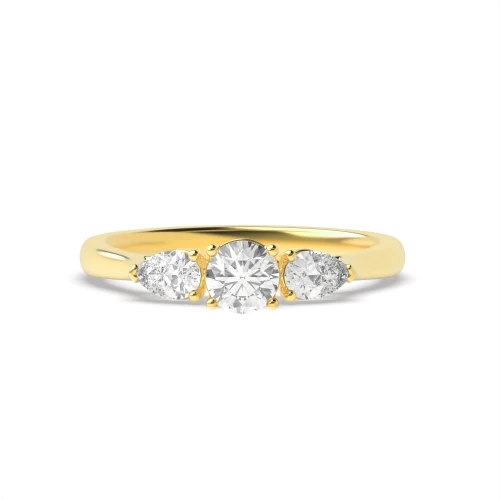 Popular Style Round & Pear Shape Trilogy Diamond Engagement Rings