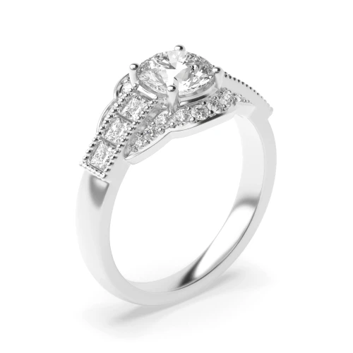 Vintage Style Unique Shoulder Set Diamond Engagement Ring