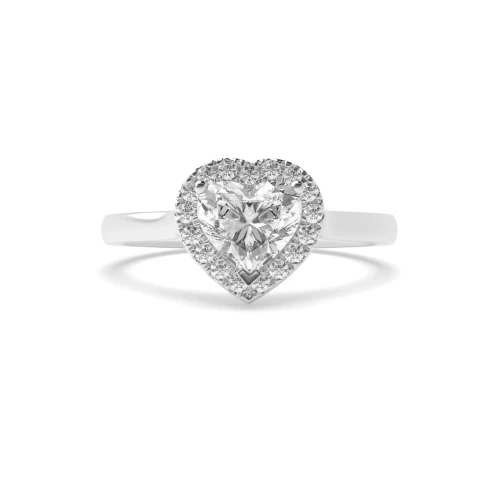 Prong Setting Heart Shape Plain Shoulder Halo Diamond Engagement Rings