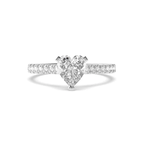 Heart Shape Shoulder Set Diamond Engagement Ring in Gold and Platinum