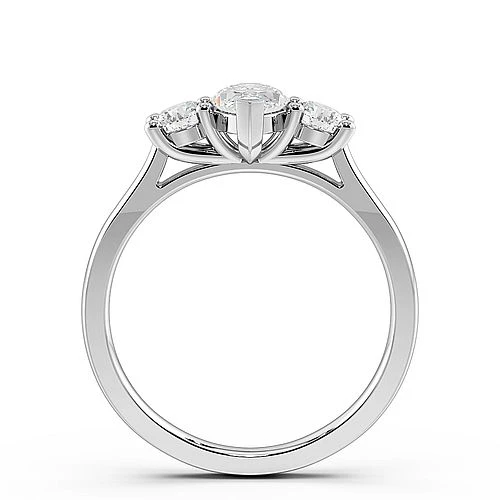 2 Prong Setting Marquise Trilogy Diamond Ring in White gold