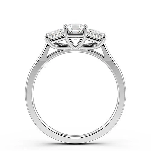 Trilogy Asscher Diamond Rings 4 Prong Setting in Rose gold