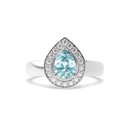 Gemstone Ring With 1.5ct Pear Shape Aquamarine and Diamonds