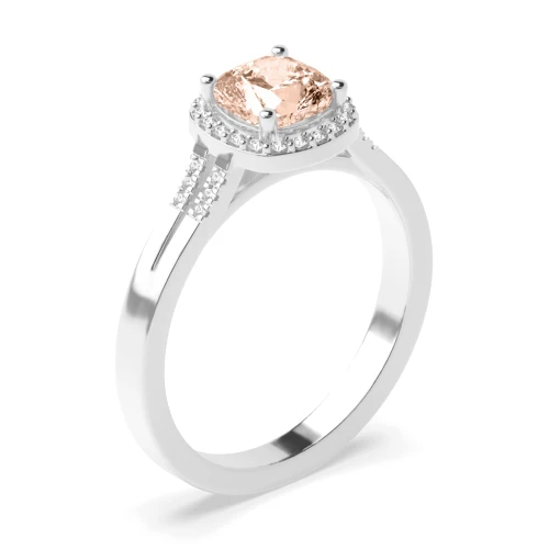 Gemstone Ring With 6.0mm Cushion Shape Morganite and Diamonds