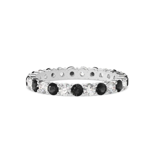 Prong Setting Round Full Eternity Black and White Diamond Rings (Available in 2.5mm to 3.5mm)