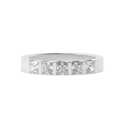 Bar Setting Princess Shape 5 Stone Diamond Rings
