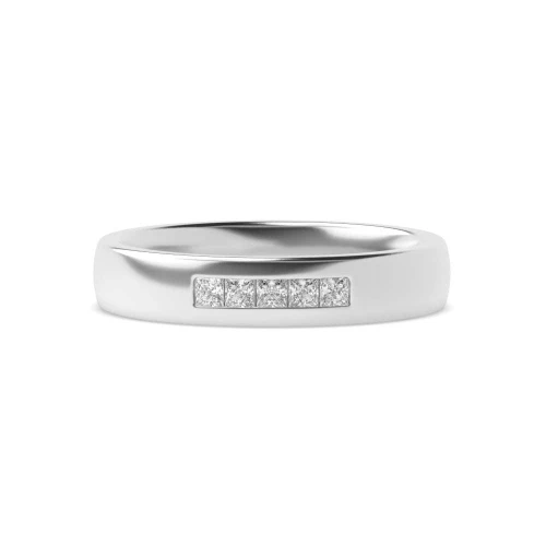 Channel Setting Rounded Flat Profile Wide Diamond Wedding Band