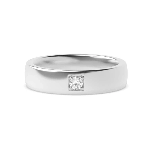 Pave Setting Single Diamond Flush Diamond White, Yellow & Rose Gold Wedding Ring (5.00mm)