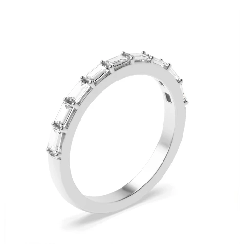 Horizontal Set Baguette Half Diamond Eternity Ring (1.50mm-2.3mm)