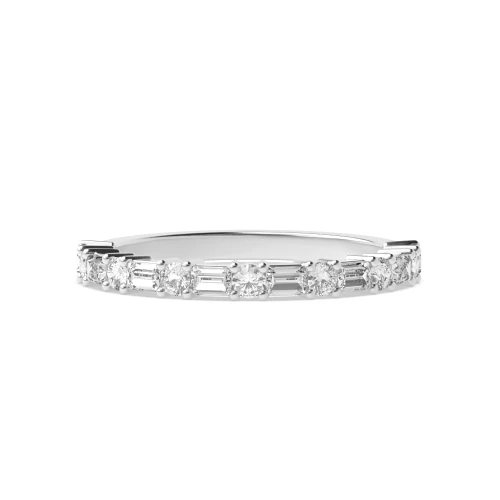Baguette And Round 4 Prong Petit Half Eternity Diamond Ring