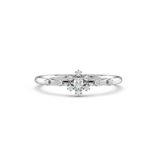Round 4 Prong Minimalist Halo Designer Diamond Ring