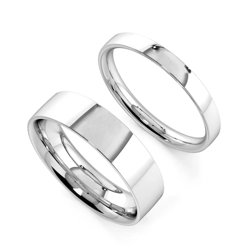 Flat Profile Couple plain women wedding bands his and her (2.0 - 6.0mm)