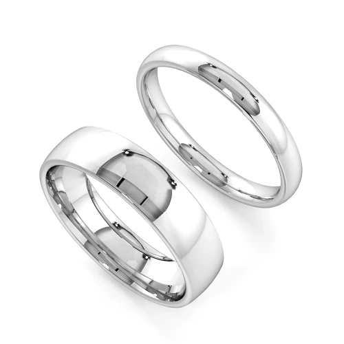 Court Profile Couple plain women wedding bands his and her (2.0 - 6.0mm)