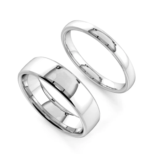 Light Court Profile Couple plain women wedding bands his and her (2.0 - 6.0mm)