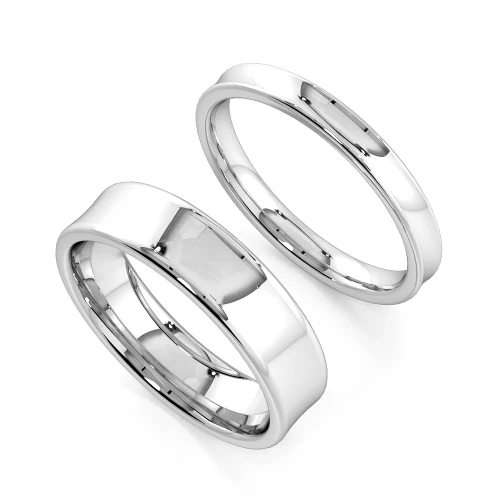 Concave Profile Couple plain women wedding bands his and her (2.0 - 6.0mm)