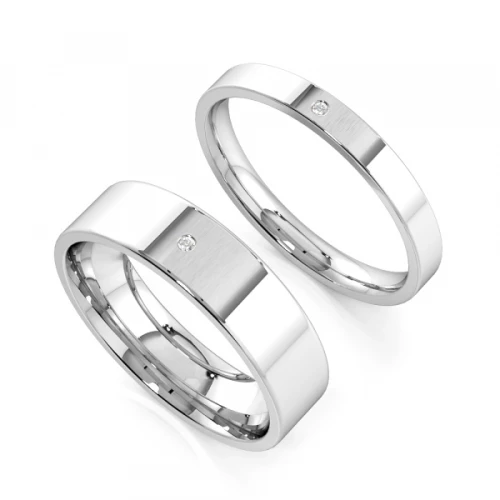 Flat Smooth Edge Profile Couple Diamond wedding rings for women (2.0 - 6.0mm)