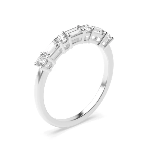 Baguette and Round Cut 7 Stone Diamond Rings (2.6mm)