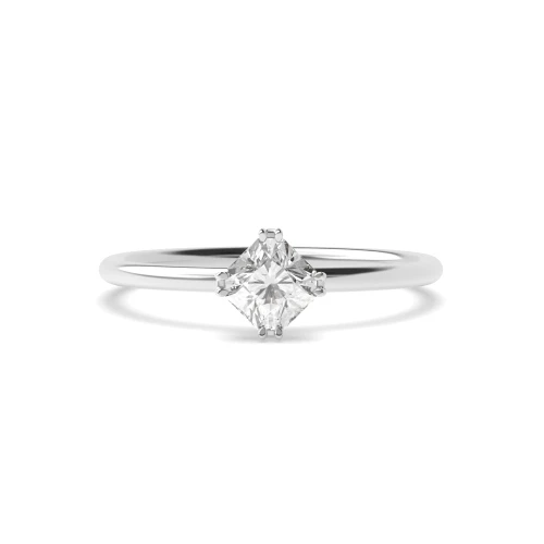Princess Shape Double Claw Solitaire Diamond Engagement Ring