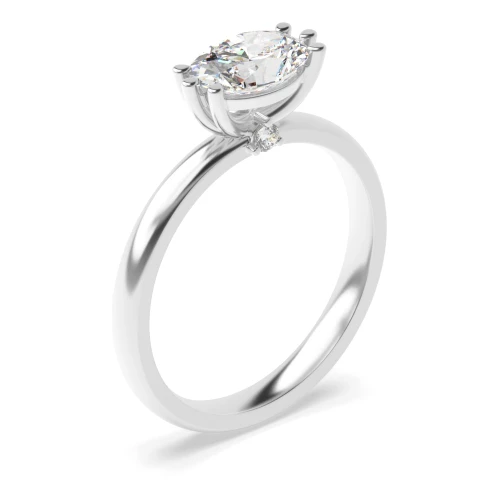 Vertical Oval Shape Tri Claws Solitaire Diamond Engagement Ring