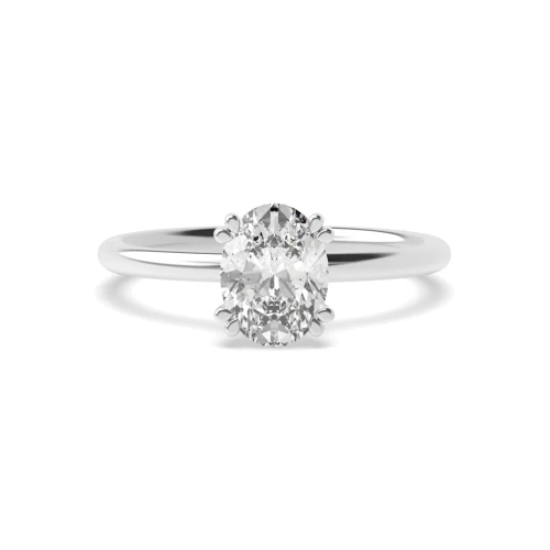 Oval Shape Tri Claws Delicate Solitaire Diamond Engagement Ring