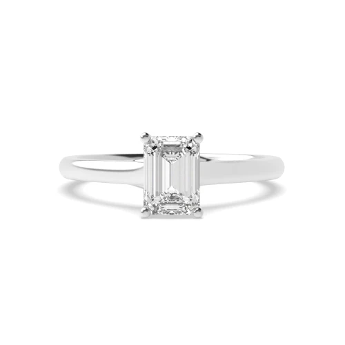 emerald Cross Over Claws Solitaire Diamond Engagement Ring