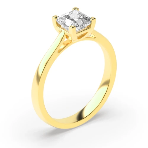 Princess Solitaire Diamond Engagement Ring In Corner Claws Setting