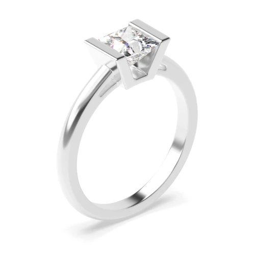 Princess Solitaire Diamond Engagement Ring In Bar Setting