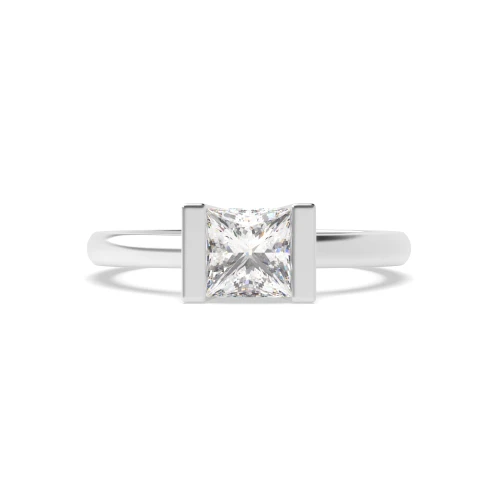 Princess Solitaire Diamond Engagement Ring In Bar Setting
