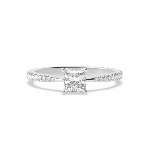 Princess Engagement Ring With Tapering Shoulder Set Diamond