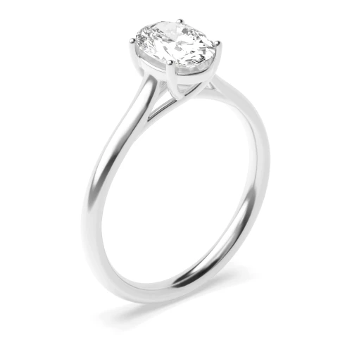 Cross Ovar Claws Oval Solitaire Diamond Engagement Rings