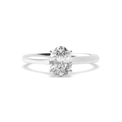 Cross Ovar Claws Oval Solitaire Diamond Engagement Rings
