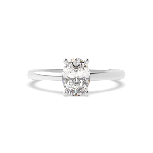 Low Set Oval Solitaire Diamond Engagement Rings