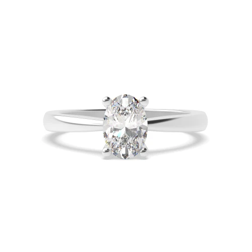 Tapering  Shoulder Oval Solitaire Diamond Engagement Rings