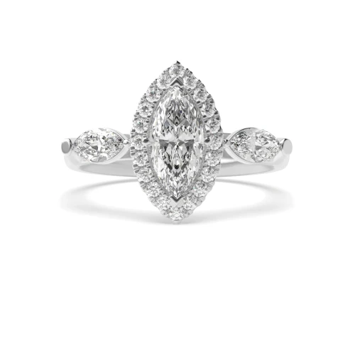 prong setting marquise diamond trilogy ring