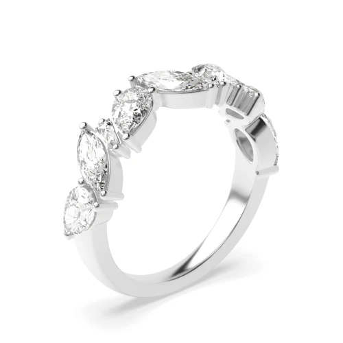 prong setting marquise pear and baguette shape eternity diamond ring
