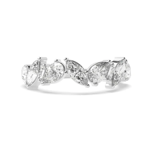 prong setting marquise pear and baguette shape eternity diamond ring