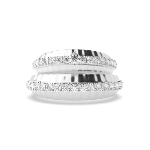 4 prong setting round shape diamond couple wedding band ring
