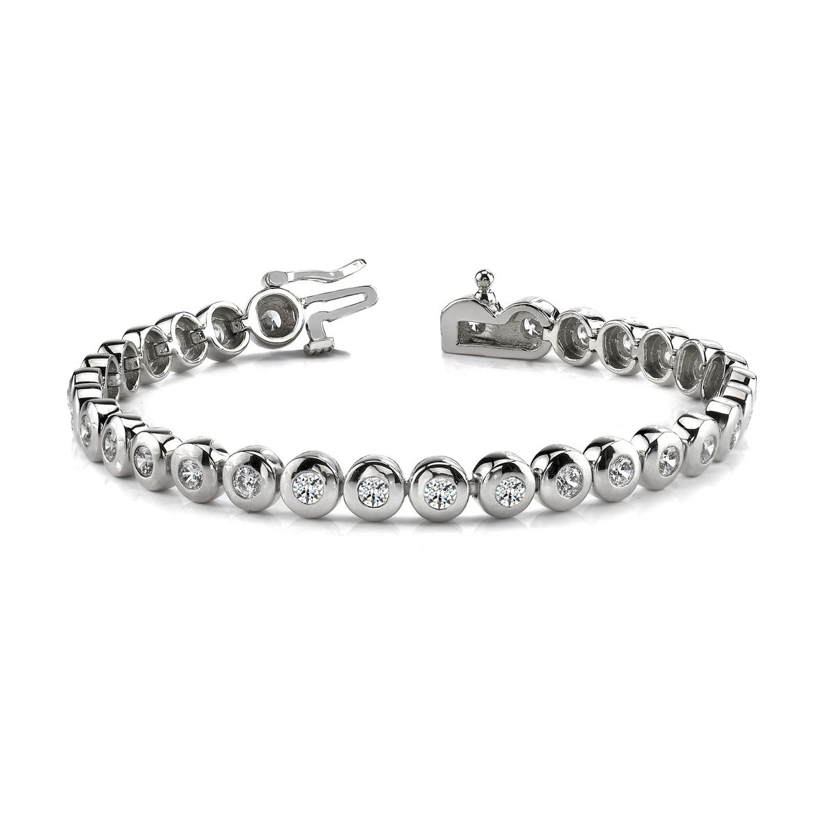 Lab Grown Diamond Tennis Bracelet Round Brilliant Cut Line Bezel Set