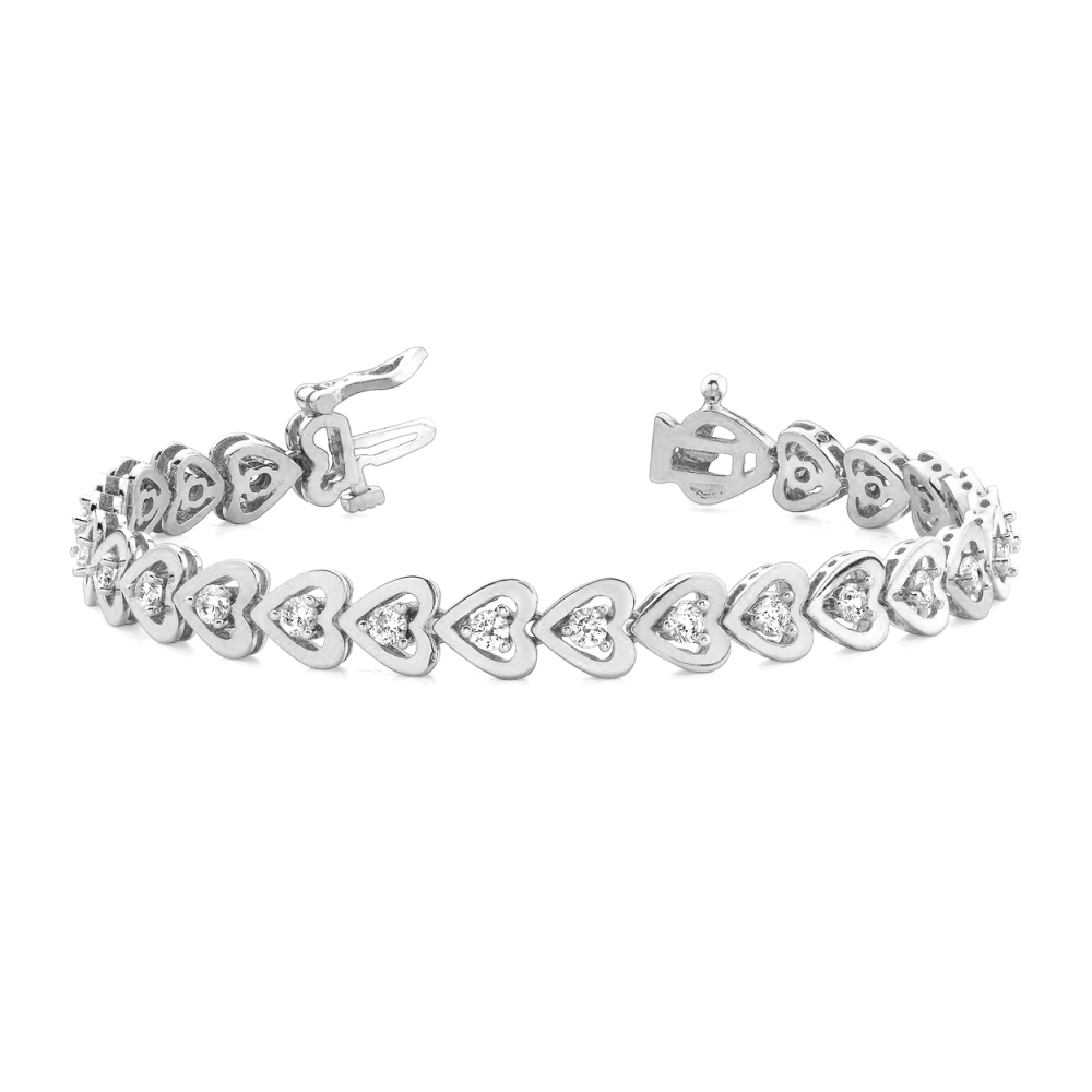 Heart Shape Style Tennis Moissanite Bracelet