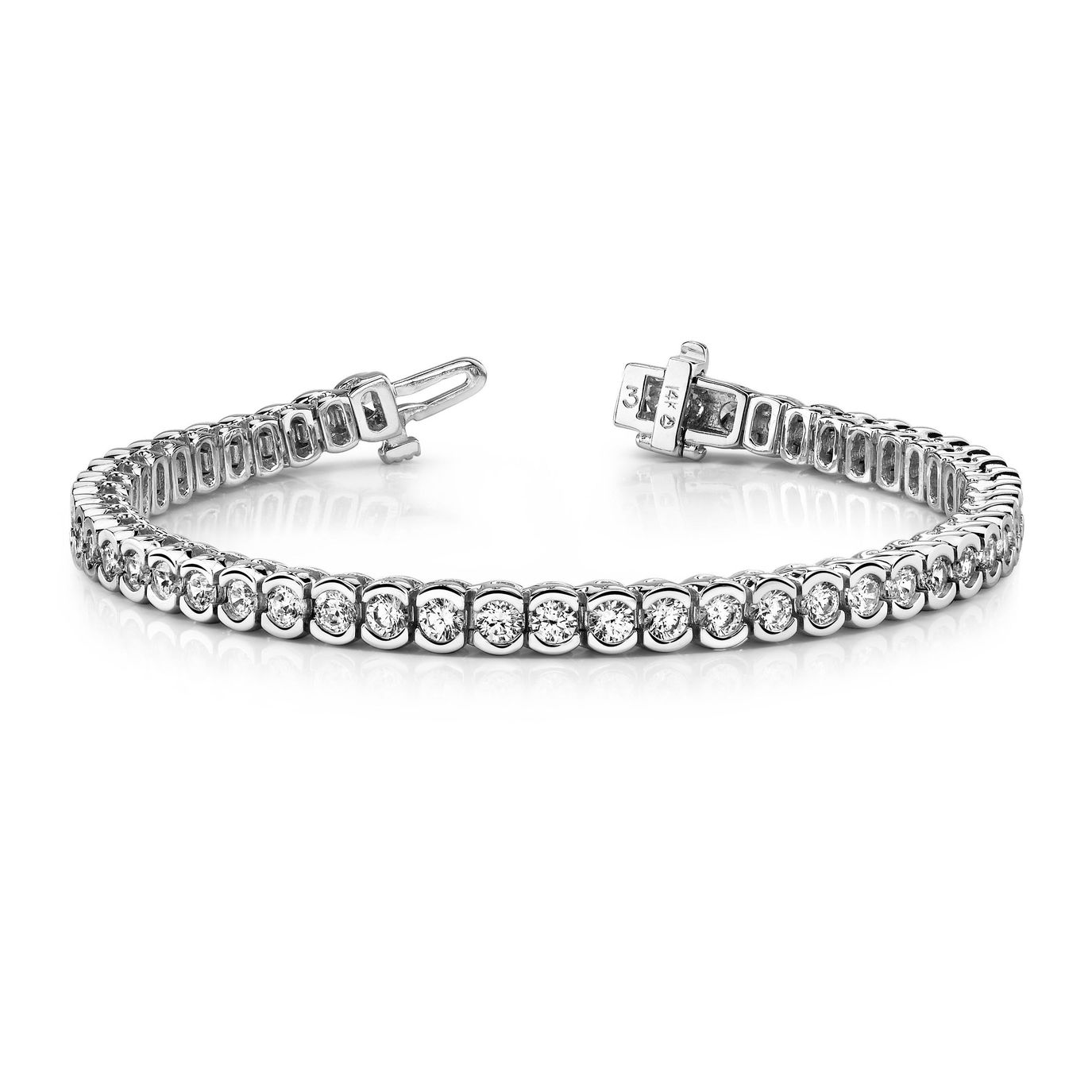 Semi Bezel Set Round Brilliant Cut Line Tennis Moissanite Bracelet