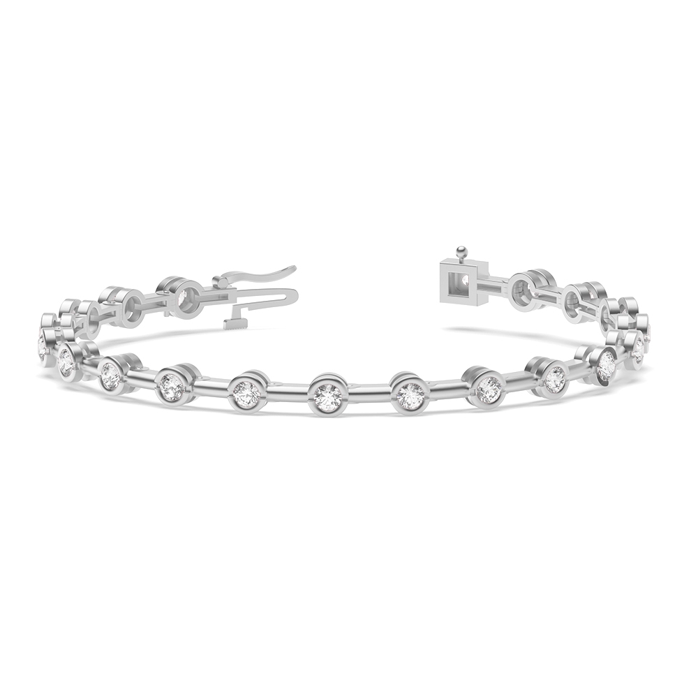 Bezel Setting Plain Bar Link Delicate Lab Grown Diamond Bracelets