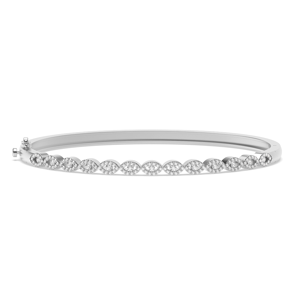 4 prong setting round shape diamond devil eye bangle