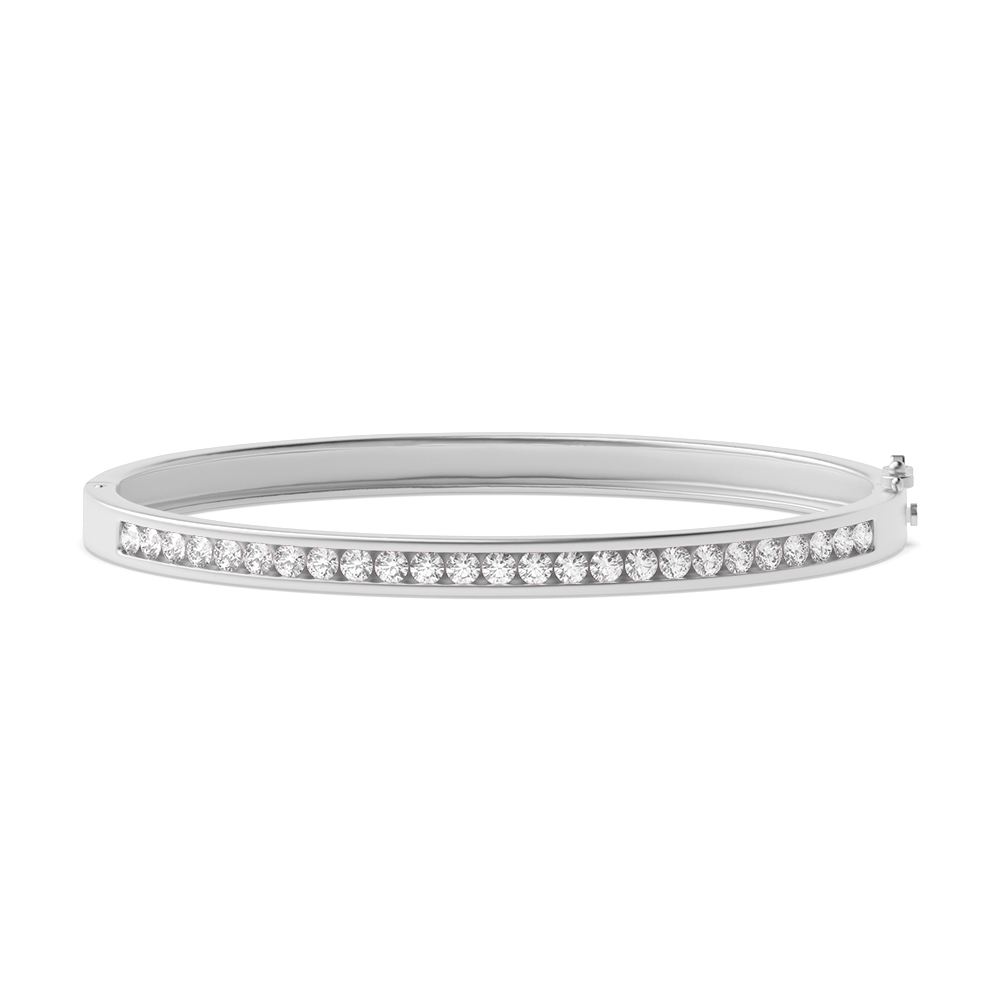 Channel Setting Elegant Round Lab Grown Diamond Set Bangle