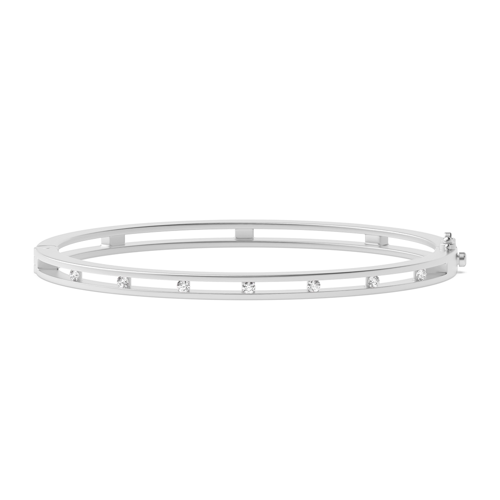 Channel Setting Round Moissanite Bangle